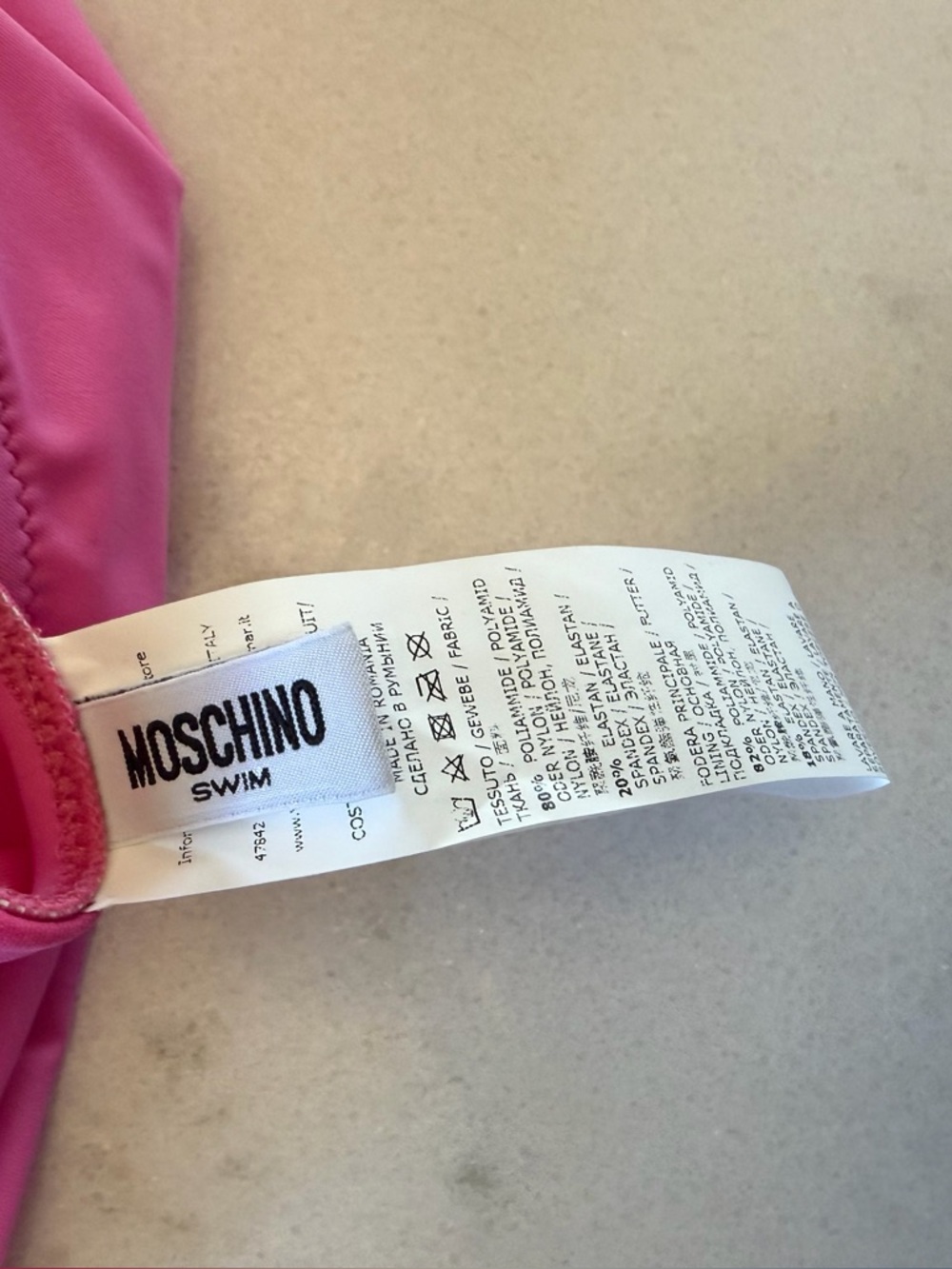 Moschino women’s Pink Logo One-Piece Swimsuit - Picture 6 of 8
